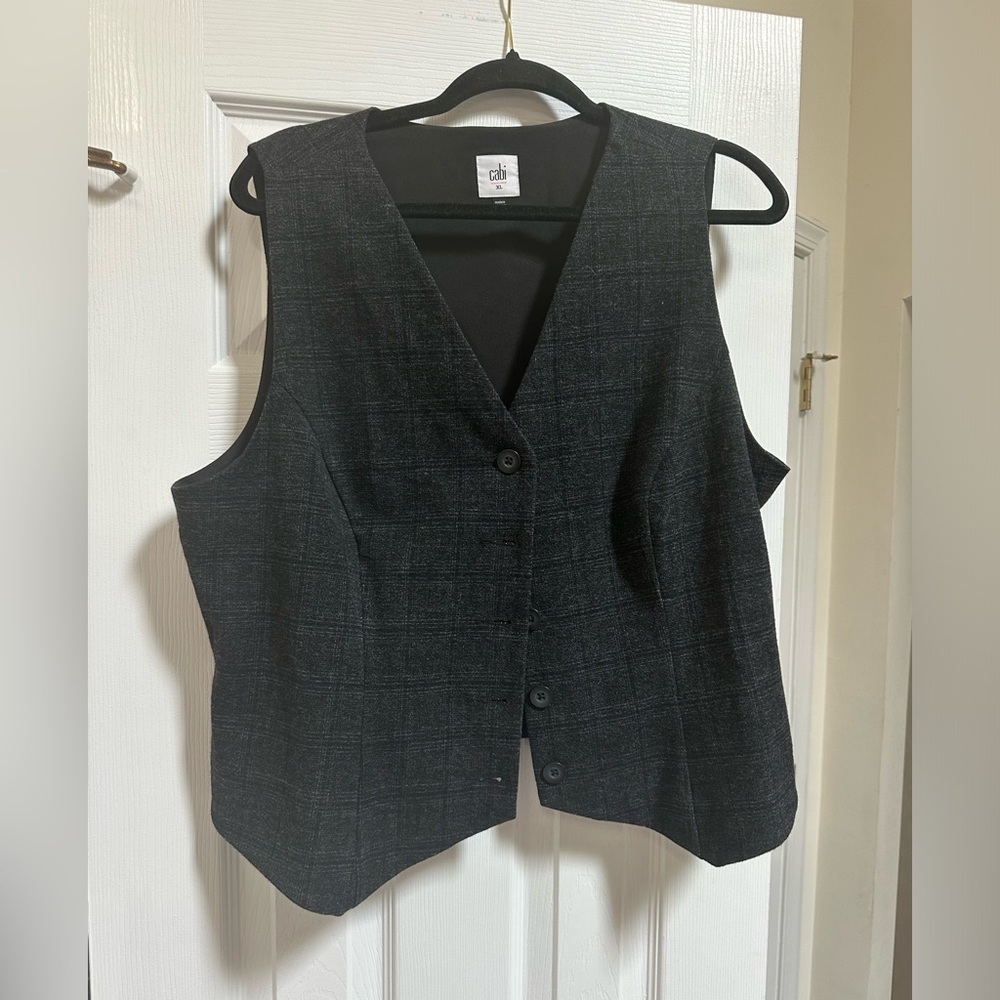 CAbi Black Plaid Vest
